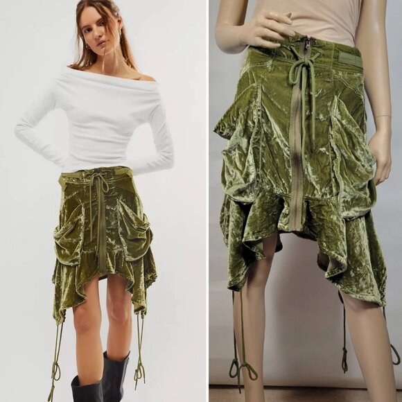 NEW! Free People Paxton Parachute Vevet Utility Skirt - Picture 1 of 3